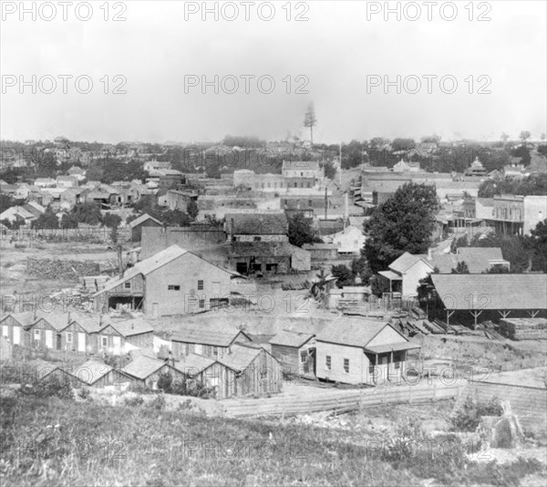 California History - Grass Valley, from Cemetery Hill, Nevada County - ca.1866 .