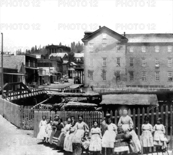 California History - Nevada City - Union Hotel and Court House, Nev. County circa 1866.