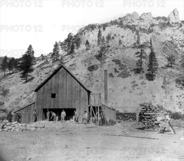 California History - Quartz Mill, Silver Mountain, Alpine County circa 1866 .