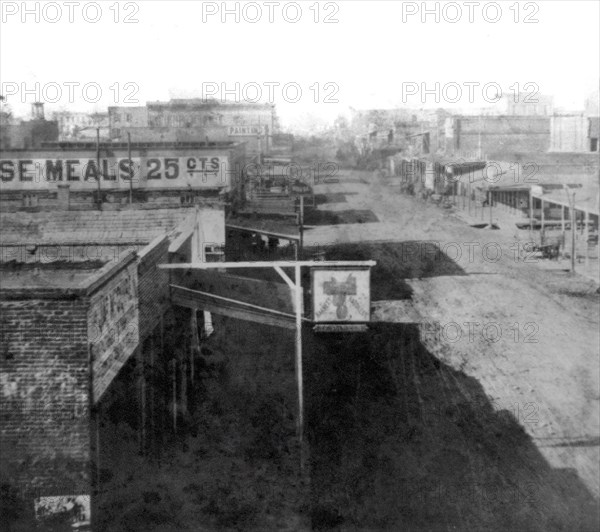 California History - Sacramento City, K Street, from Masonic Hall circa 1866.