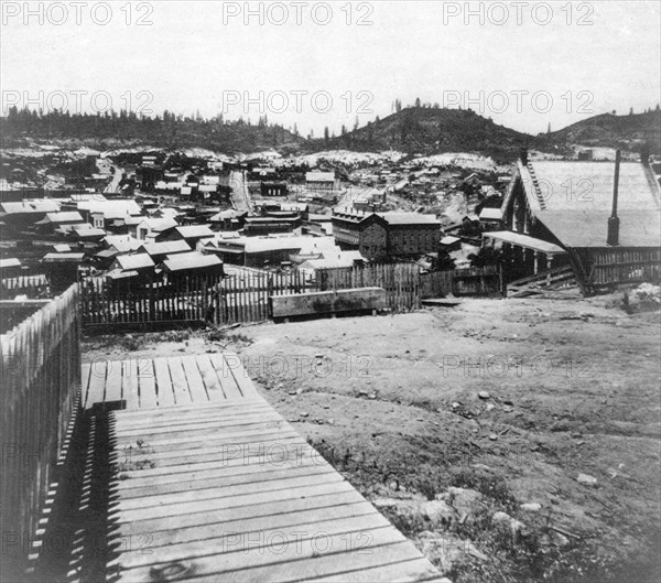 California History - Nevada City, Nevada County from the east circa 1866.