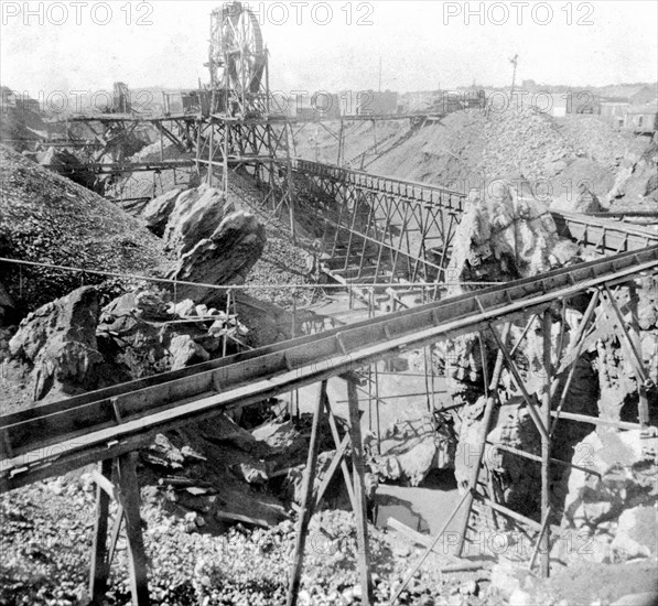 California History - Placer Mining in Columbia Gulch, Tuolomne Co. circa 1866.