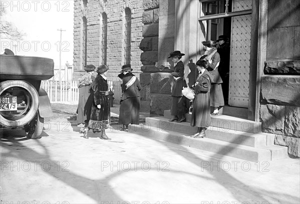 Woman Suffrage Movement - Woman Suffragettes leaving jail in Washington D.C. circa 1918.