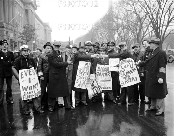 Striking Seamen picket Commerce Department. Washington, D.C. Jan. 18 1937.