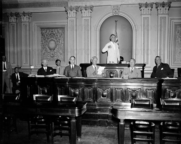 Senator Key Pittman, President Pro Tem (standing) circa 1937.