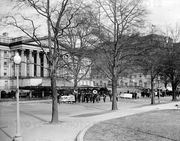 Marchers in a silk parade in Washington D.C.  circa 1938.