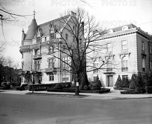 Legation and former Austrian Embassy side by side on 'Embassy Row', a section of upper Massachusetts Avenue since siezed as German property by the United States circa March 1938.