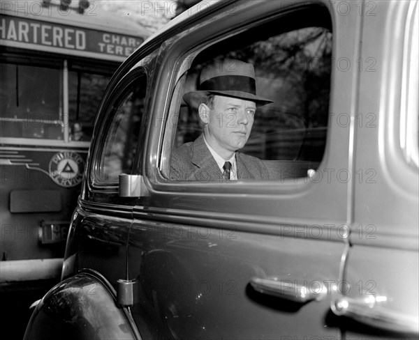 April 20, 1939 - Colonel Charles Lindbergh, who was called to active duty at the War Department yesterday is pictured as he arrived at the White House today.