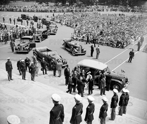 King and Queen of England (Great Britain) visiting Washington D.C. circa 1938 or 1939 .