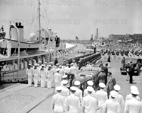 King and Queen of England (Great Britain) visiting Washington D.C. circa 1938 or 1939 .