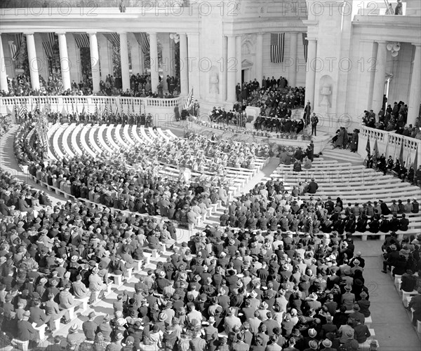 Armistice Day services at Arlington National Cemetery Ampitheater circa 1939 .