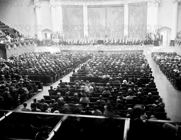 Photo shows a general view of the auditorium for the official opening of the Third World Power Conference circa 1936.