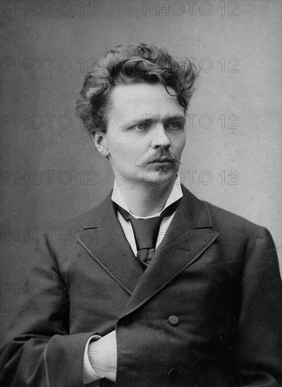 Portrait of Swedish author August Strindberg / Date: 1880s .