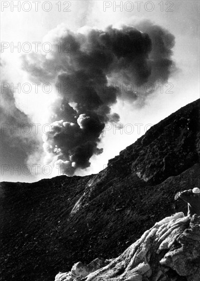 Mt. Vesuvius in Pompeii Italy circa late 1930s .