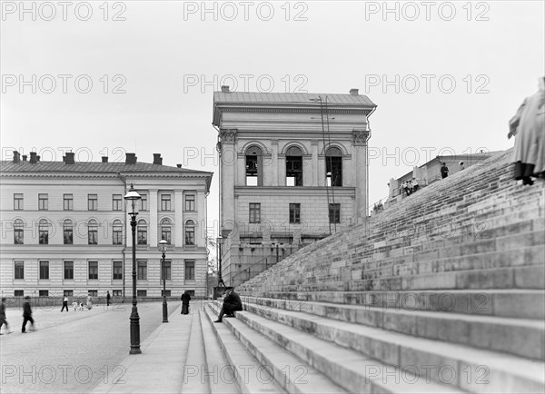 The steps of St Nicholas' Church (now Helsinki Cathedral) 1908 Helsinki.