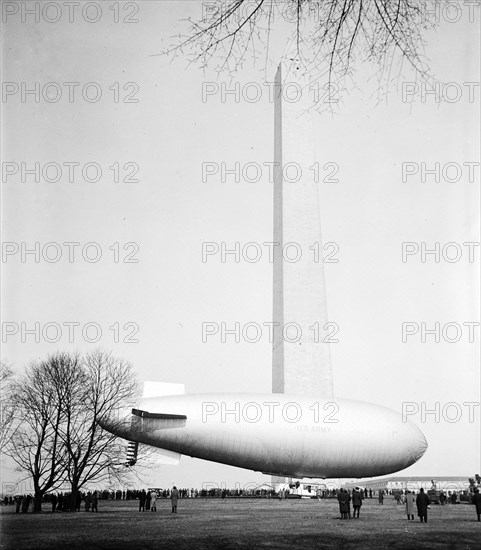 U.S. Army Blimp landing at Washington Monument circa 1932.