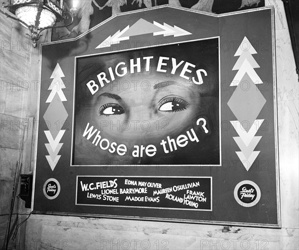 Advertising Bright Eyes at the Palace Theatre circa 1935.