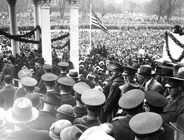 Franklin D. Roosevelt - Inauguration of Franklin D. Roosevelt. Crowd outside U.S. Capitol, Washington, D.C. circa March 4, 1933.