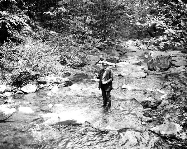 President Herbert Hoover fishing circa 1936.