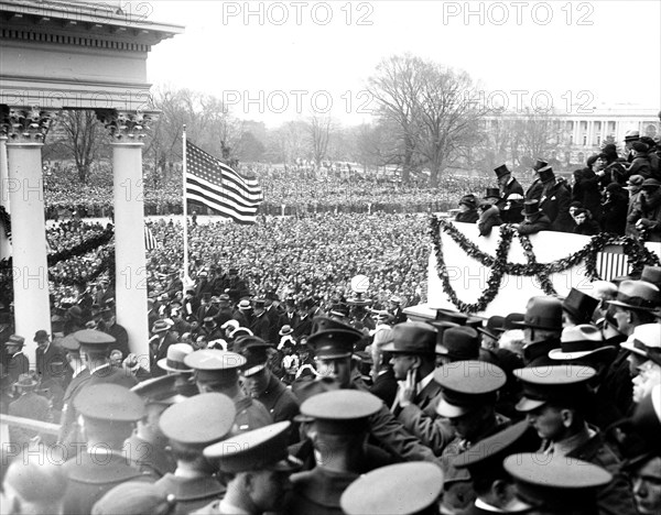 Franklin Roosevelt First Inaguration:  Crowd outside U.S. Capitol, Washington, D.C.  March 4, 1933  .