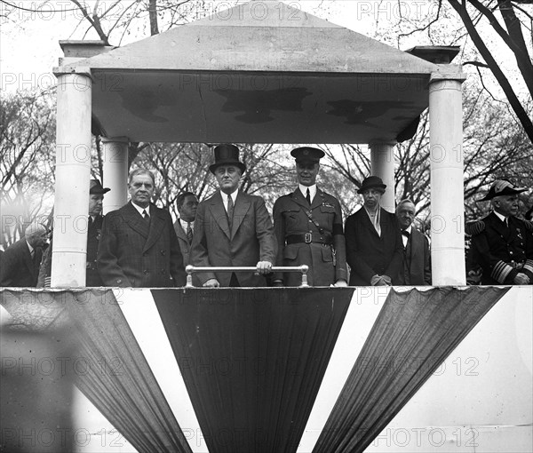 Franklin D. Roosevelt - President Roosevelt reviews troops at the annual Army Day Parade circa 1933.