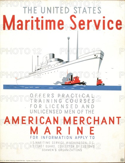 The United States Maritime Service offers practical training courses for licensed and unlicensed men of the American Merchant Marine circa 1936-1939.