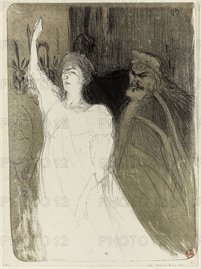 1893 Art Work -  Bartet and Mounet-Sully; in Antigone - Henri de Toulouse-Lautrec.