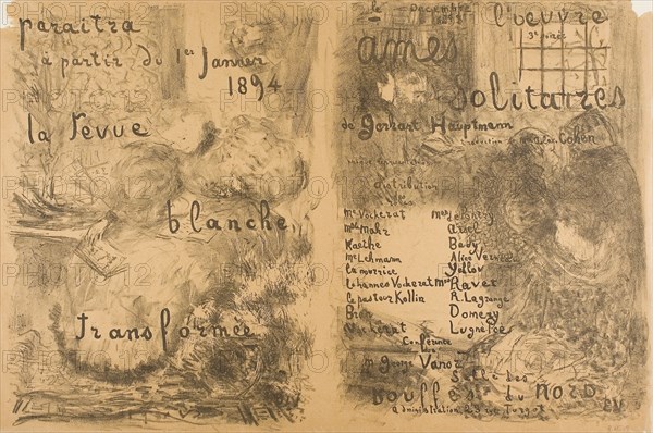 1893 Art Work -  'La Revue Blanche' Transformed and Solitary Souls - Edouard Jean Vuillard.