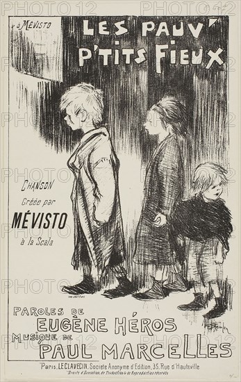 1892 Art Work -  Les Pauv' P'tits Fieux -  Theophile-Alexandre Pierre Steinlen.