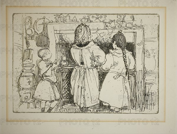 1893 Art Work -  Breakfast Preparations - Louis Auguste Lepere.
