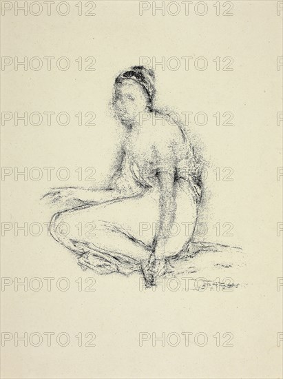 1892 Art Work -  Model Seated on Floor - Thomas Robert Way.