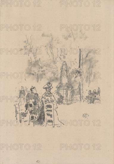 1893 Art Work -  Conversation under the Statue; Luxembourg Gardens - James McNeill Whistler.