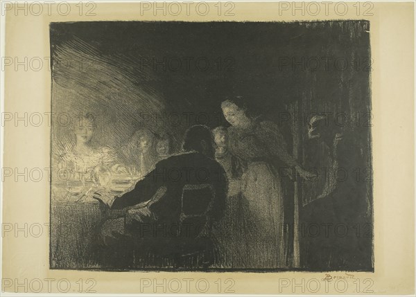 1893 Art Work -  The Visitor; from the third album of L'Estampe originale Albert Besnard.