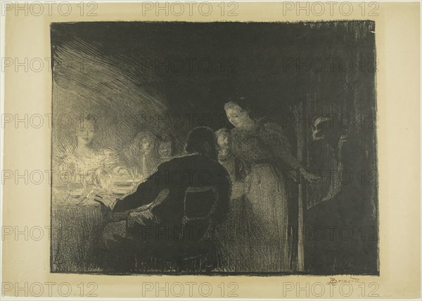 1893 Art Work - The Visitor; from the third album of L'Estampe originale Albert Besnard.