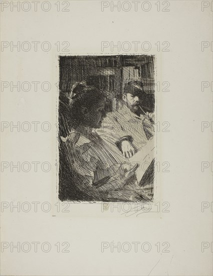 1893 Art Work - Reading (Mr. and Mrs. Ch. Deering) - Anders Zorn.