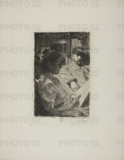 1893 Art Work -  Reading (Mr. and Mrs. Ch. Deering) - Anders Zorn.