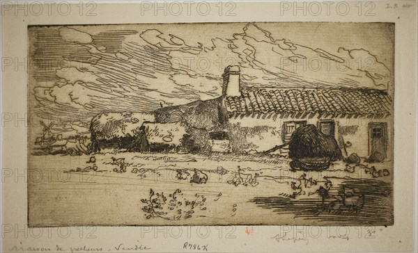 1892 Art Work -  Fisher's House; St. Jean-de-Mont - Louis Auguste Lepère.
