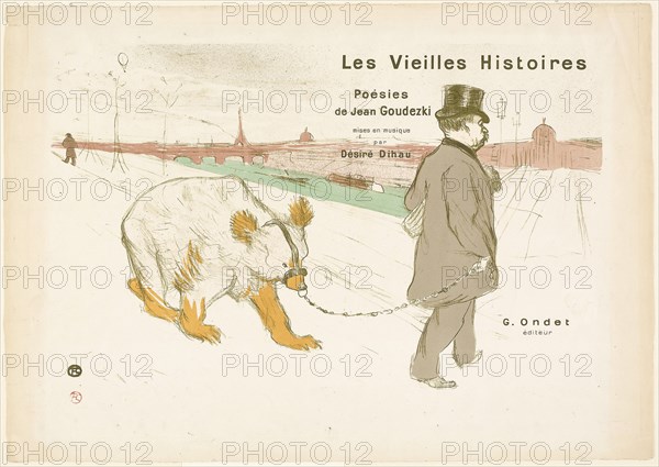 1893 Art Work -  Cover and Frontispiece to Les Vieilles Histoires - Henri de Toulouse-Lautrec.