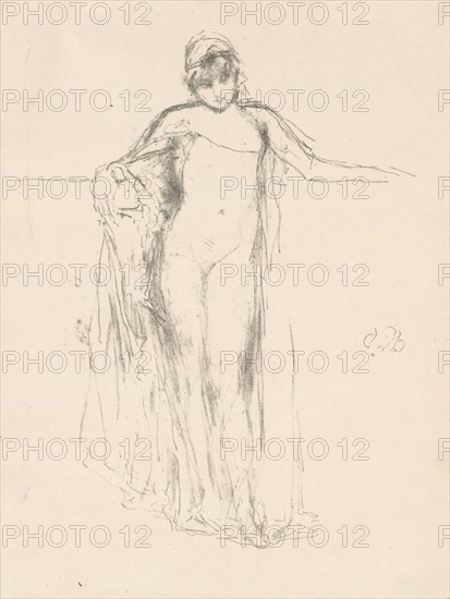 1893 Art Work -  Draped Model; Standing - James McNeill Whistler.
