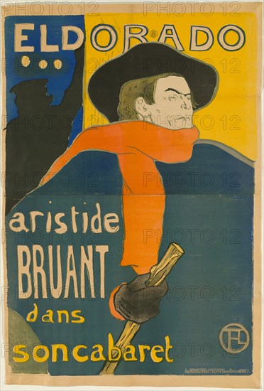1892 Art Work -  Eldorado: Aristide Bruant - Henri de Toulouse-Lautrec.
