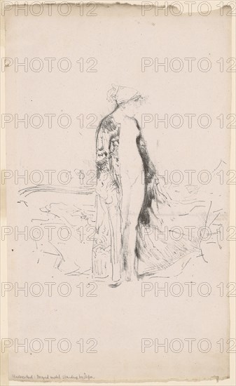 1893 Art Work -  Draped Model; Standing by a Sofa - James McNeill Whistler.