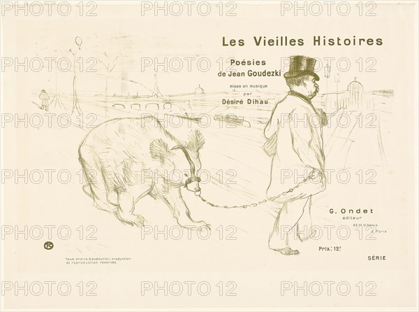 1893 Art Work -  Cover and Frontispiece to Les Vieilles Histoires - Henri de Toulouse-Lautrec.