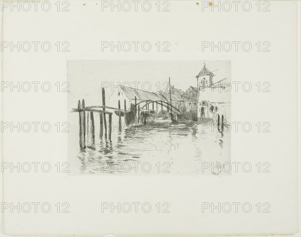 1893 Art Work -  Dock at Newport - John Henry Twachtman.