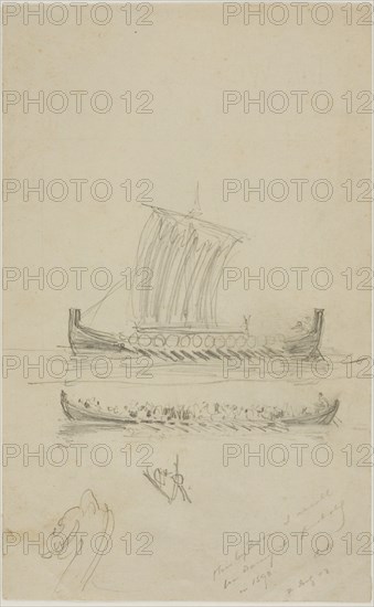 1893 Art Work -  Sketch of Captain Anderson's Sailing Vessel - Anders Zorn.