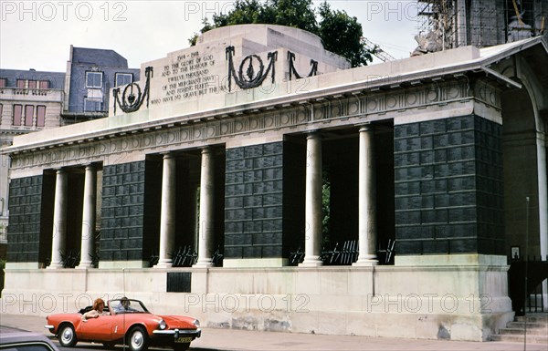 Soldiers and Sailors Monument in London UK circa 1973.