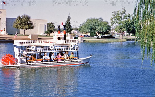 Texas State Fair - Fair goers riding on the Dixie Belle boat circa 1954-1956.