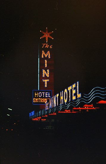 1960s Las Vegas Casinos -  The Mint Hotel Entrance Sign circa 1966.