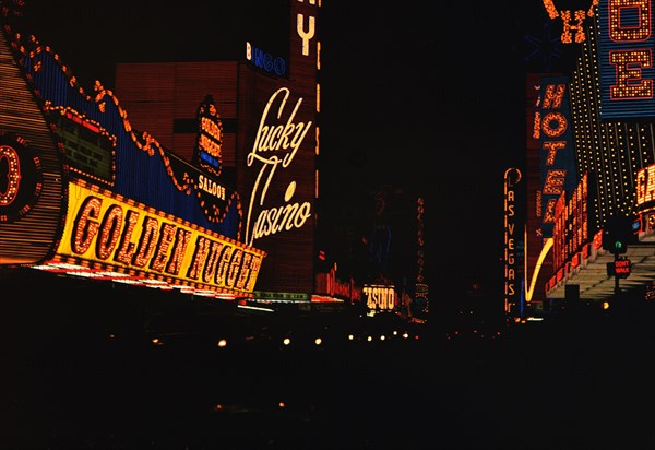 1960s Las Vegas Casinos -  The Las Vegas Strip Casino signs - circa 1966.