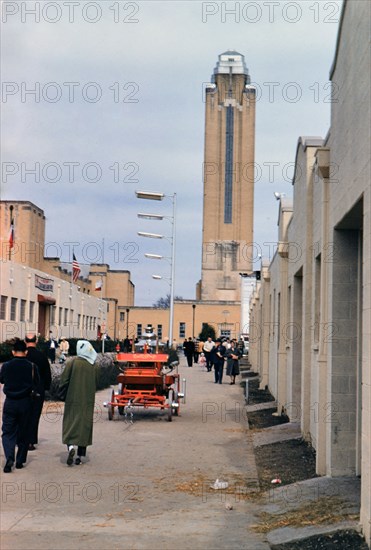 1960 Ft. Worth Stock Show - Will Rogers Memorial Center hosting the Stock show, visitors walking  .