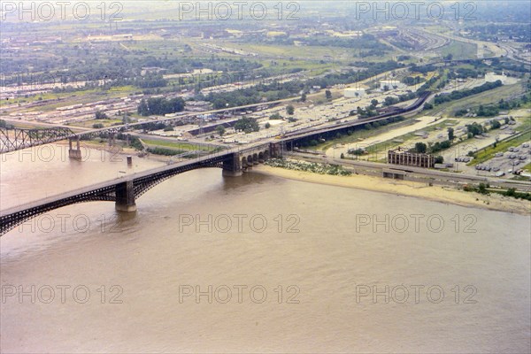 Mississippi River as seen from the St. Louis Gateway Arch circa 1985.